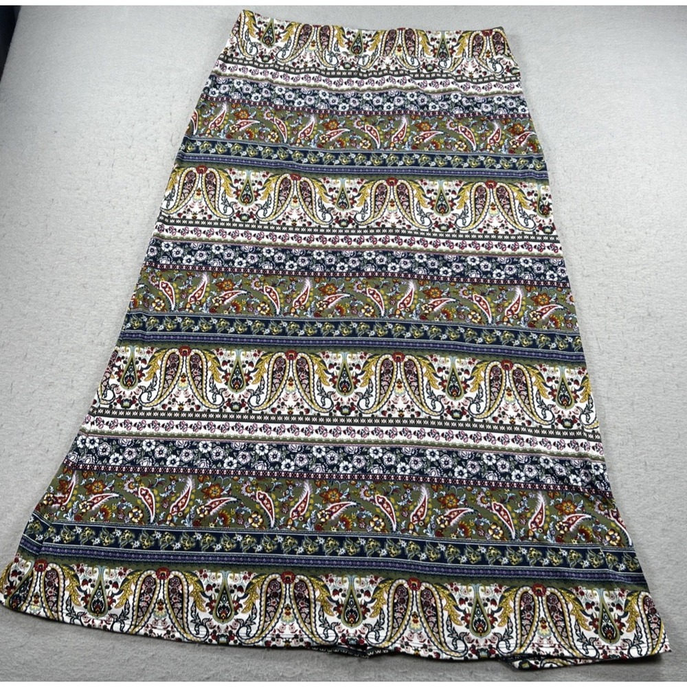 Westport Women's Petite XL‎ Paisley Boho Maxi Skirt Elastic Waist Pull-On